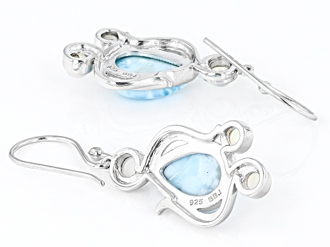 Larimar & Ethiopian Opal Rhodium Over Silver Earrings