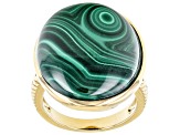 Green Malachite 18K Yellow Gold Over Silver Ring