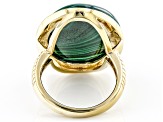 Green Malachite 18K Yellow Gold Over Silver Ring