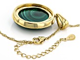 Green Malachite 18K Yellow Gold Over Silver Pendant With Chain