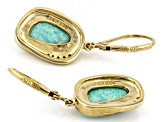 Green Lab Created Opal & White Zircon 18K Yellow Gold Over Silver Earrings 0.10ctw