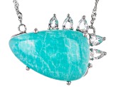 Blue Amazonite Rhodium Over Sterling Silver Necklace 0.81ctw