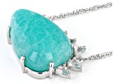 Blue Amazonite Rhodium Over Sterling Silver Necklace 0.81ctw