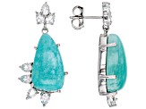 Amazonite and White Topaz Rhodium Over Sterling Silver Earrings 2.27ctw