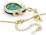 Malachite 18k Yellow Gold Over Sterling Silver Snake Enhancer With 18" Chain