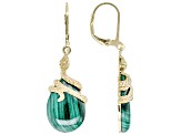 Green Malachite 18k Yellow Gold Over Sterling Silver Snake Dangle Earrings