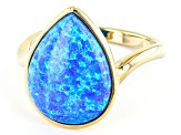 Blue Lab Created Opal 18k Yellow Gold Over Sterling Silver Ring
