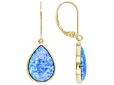 Blue Lab Created Opal 18k Yellow Gold Over Sterling Silver Earrings