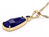Blue Lapis Lazuli with London Blue Topaz 18k Yellow Gold Over Silver Pendant with Chain 0.07ct
