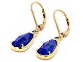 Blue Lapis Lazuli with London Blue Topaz 18k Yellow Gold Over Sterling Silver Earrings 0.09ctw
