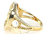 Coin Replica With Cultured Freshwater Pearl 18k Yellow Gold Over Sterling Silver Ring