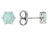 Multicolor Lab Created Opal Rhodium Over Sterling Silver Set of 3 Stud Earrings