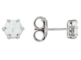 Multicolor Lab Created Opal Rhodium Over Sterling Silver Set of 3 Stud Earrings