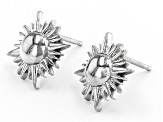 Rhodium Over Sterling Silver Sun Stud Earrings