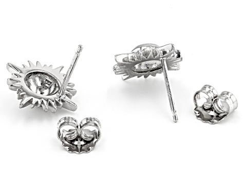 Rhodium Over Sterling Silver Sun Stud Earrings
