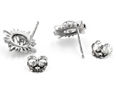 Rhodium Over Sterling Silver Sun Stud Earrings