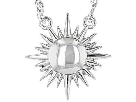 Rhodium Over Sterling Silver Sun Necklace