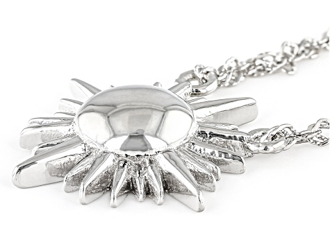 Rhodium Over Sterling Silver Sun Necklace