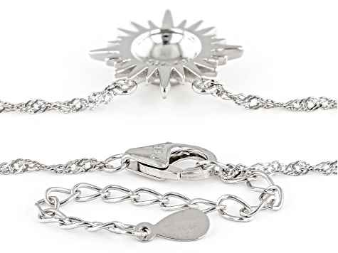 Rhodium Over Sterling Silver Sun Necklace