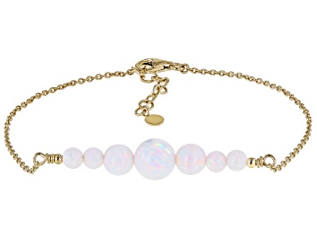 Picture of Multi Color Lab Created Opal 18k Yellow Gold Over Sterling Silver Bracelet