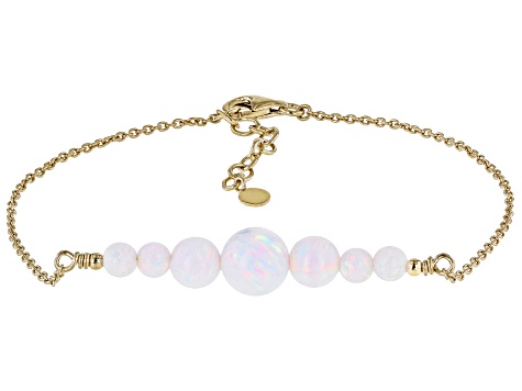 Multi Color Lab Created Opal 18k Yellow Gold Over Sterling Silver Bracelet