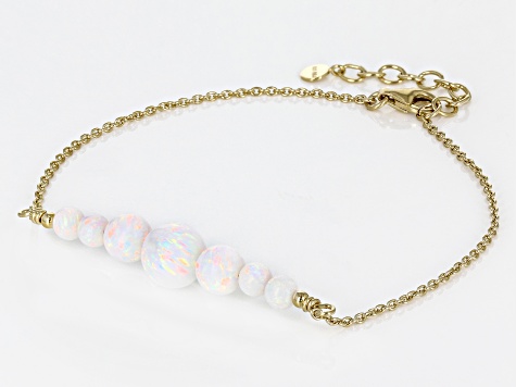 Multi Color Lab Created Opal 18k Yellow Gold Over Sterling Silver Bracelet