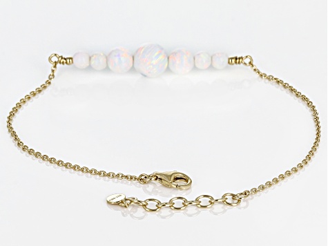 Multi Color Lab Created Opal 18k Yellow Gold Over Sterling Silver Bracelet