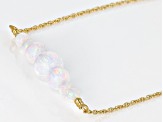 Multi Color Lab Created Opal 18k Yellow Gold Over Sterling Silver Graduated Bar Necklace