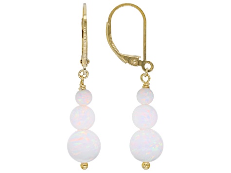Multi Color Lab Created Opal 18k Yellow Gold Over Sterling Silver Graduated Drop Earrings