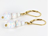 Multi Color Lab Created Opal 18k Yellow Gold Over Sterling Silver Graduated Drop Earrings
