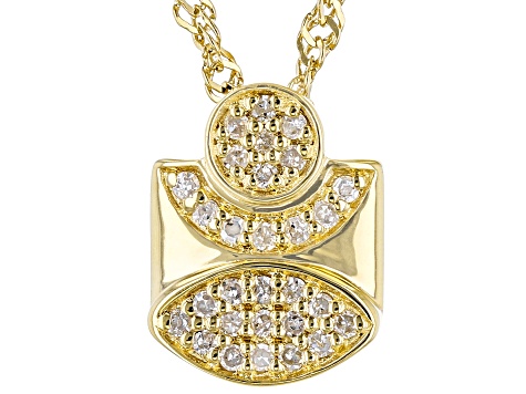White Argyle Diamond 18k Yellow Gold Over Sterling Silver Pendant With Chain 0.15ctw