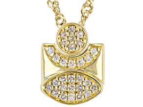 White Diamond 18k Yellow Gold Over Sterling Silver Pendant With Chain 0.15ctw