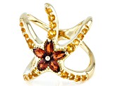 Red Garnet and Citrine 18k Yellow Gold Over Sterling Silver Sea Star Ring 1.39ctw