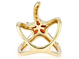 Red Garnet and Citrine 18k Yellow Gold Over Sterling Silver Sea Star Ring 1.39ctw