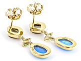 Lab Blue Opal, Gray Labradorite and Peridot 18k Yellow Gold Over Sterling Silver Earrings 0.30ctw