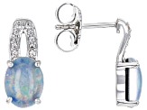 Opal Triplet & 0.12ctw White Zircon Rhodium Over Brass Earrings