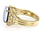 Opal Triplet & White Zircon 18k Yellow Gold Over Brass Ring 0.29ctw