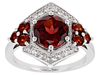 Picture of Red Garnet Rhodium Over Sterling Silver Ring 3.28ctw