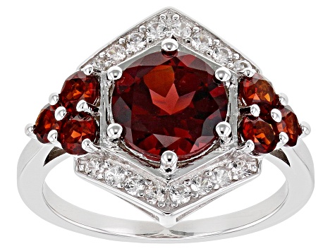 Red Vermelho Garnet™ Rhodium Over Sterling Silver Ring 3.28ctw