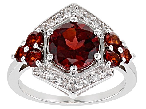 Red Garnet Rhodium Over Sterling Silver Ring 3.28ctw