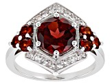 Red Garnet Rhodium Over Sterling Silver Ring 3.28ctw