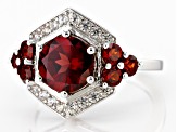 Red Garnet Rhodium Over Sterling Silver Ring 3.28ctw