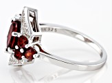 Red Vermelho Garnet™ Rhodium Over Sterling Silver Ring 3.28ctw
