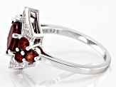 Red Garnet Rhodium Over Sterling Silver Ring 3.28ctw