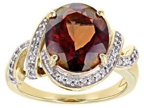 Red Labradorite 18K Yellow Gold Over Sterling Silver Ring 3.78ctw