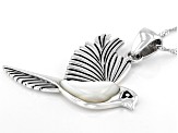 White Mother-Of-Pearl Rhodium Over Sterling Silver Dove Pendant With Chain