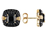 Black Spinel 18k Yellow Gold Over Silver Stud Earrings 5.24ctw