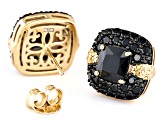 Black Spinel 18k Yellow Gold Over Silver Stud Earrings 5.24ctw