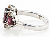 Raspberry Rhodolite Rhodium Over Sterling Silver Ring 2.77ctw