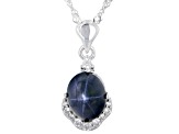 Blue Sapphire Rhodium Over Silver Pendant With Chain 3.76ctw